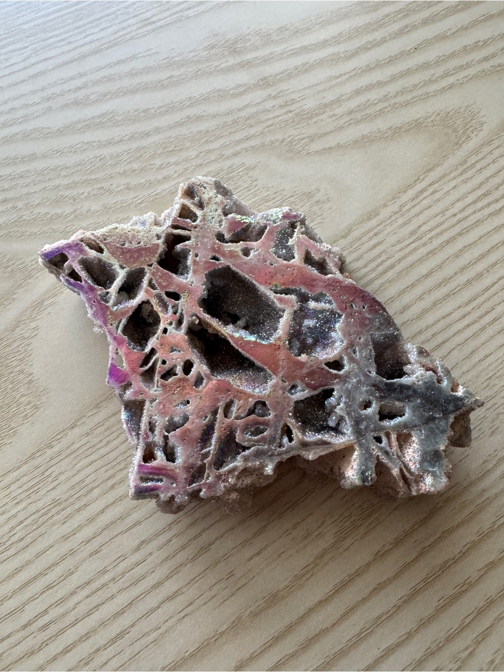 Sparkling Pink and Silver Aura Sphalerite